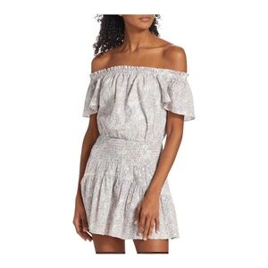 Ramy Brook Lais Off Shoulder Mini Dress XS Sequin Eyelet